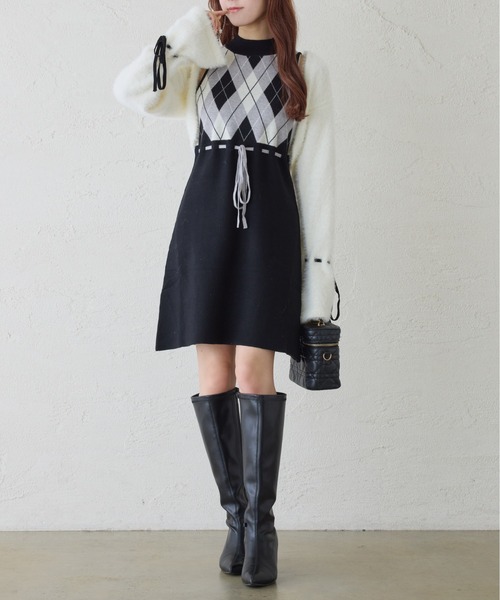 one after another NICE CLAUP（ワンアフターアナザーナイスクラップ）の「ニットセットアーガイルワンピース（ワンピース・レディース・グレー系その他/ブラウン系その他/ブラック系その他・FREE）」の19枚目の写真
