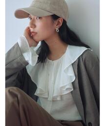 Samansa Mos2 blue | ラッフルカラーブラウス(シャツ/ブラウス)