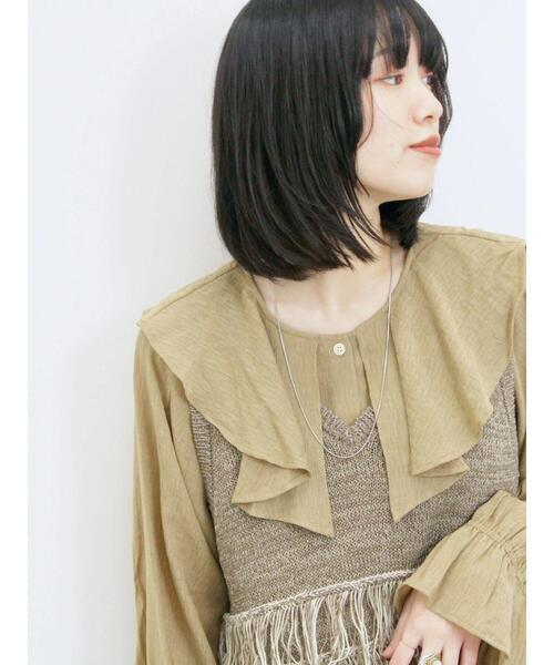 Samansa Mos2 blue（サマンサモスモスブルー）の「ラッフルカラーブラウス（シャツ/ブラウス・レディース・オフホワイト/サックスブルー/ベージュ・F）」の16枚目の写真