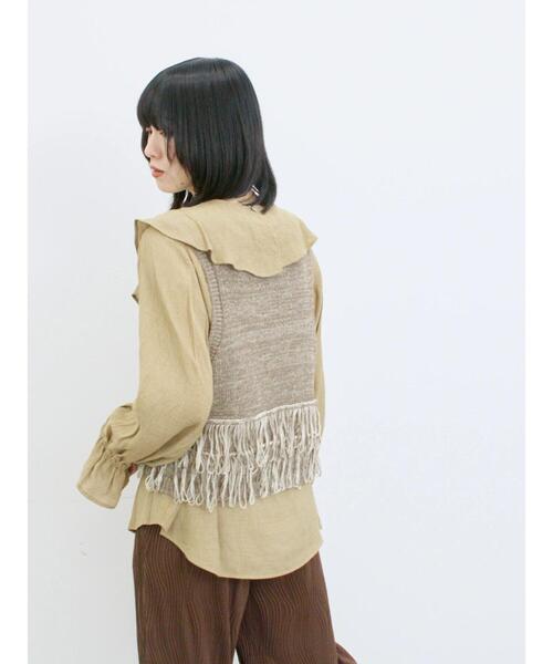 Samansa Mos2 blue（サマンサモスモスブルー）の「ラッフルカラーブラウス（シャツ/ブラウス・レディース・オフホワイト/サックスブルー/ベージュ・F）」の20枚目の写真