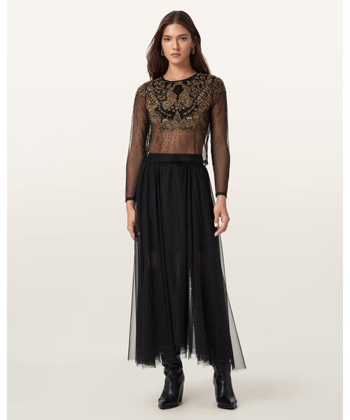 ALLSAINTS(オールセインツ)の「ALLY TULLE MIDI SKIRT | ALLY チュール ミディ スカート(スカート・レディース・ブラック・4/6/8/10)」の3枚目の写真