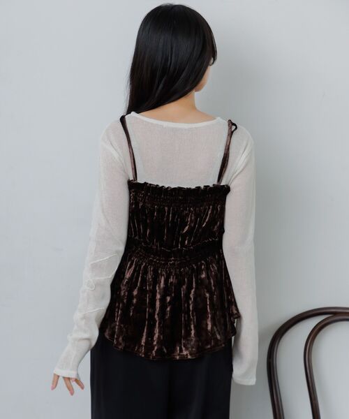 RETRO GIRL(レトロガール)の「ベロア2WAYフリルビスチェ(シャツ/ブラウス・レディース・スモークピンク/ブラック系その他/ダークブラウン・FREE)」の10枚目の写真