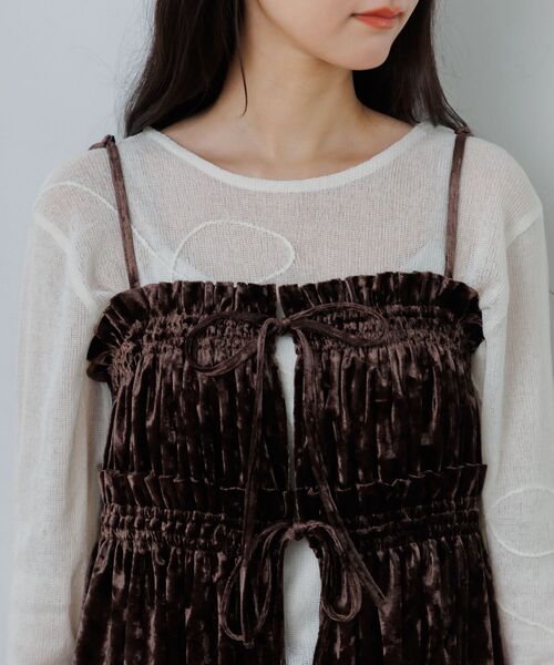 RETRO GIRL(レトロガール)の「ベロア2WAYフリルビスチェ(シャツ/ブラウス・レディース・スモークピンク/ブラック系その他/ダークブラウン・FREE)」の12枚目の写真