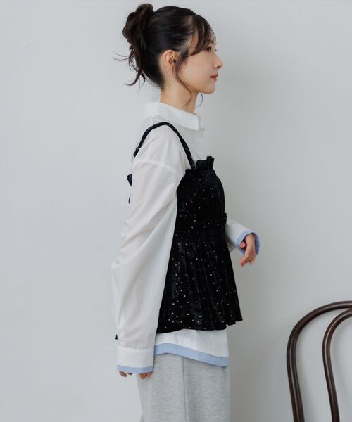 RETRO GIRL(レトロガール)の「ベロア2WAYフリルビスチェ(シャツ/ブラウス・レディース・スモークピンク/ブラック系その他/ダークブラウン・FREE)」の20枚目の写真