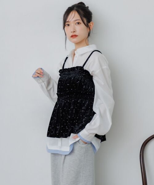 RETRO GIRL(レトロガール)の「ベロア2WAYフリルビスチェ(シャツ/ブラウス・レディース・スモークピンク/ブラック系その他/ダークブラウン・FREE)」の22枚目の写真