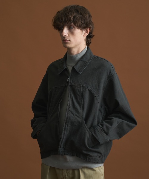 PUBLIC TOKYO（パブリックトウキョウ）の「PUBLIC DENIM BLOUSON/デニムジップブルゾン 　/日本製/岡山デニム/ブリーチ/オーバーダイ/セットアップ（ブルゾン・メンズ・ピンクベージュ/ダークブラウン・1/2）」の3枚目の写真