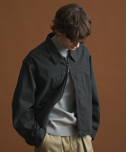 PUBLIC TOKYO（パブリックトウキョウ）の「PUBLIC DENIM BLOUSON/デニムジップブルゾン 　/日本製/岡山デニム/ブリーチ/オーバーダイ/セットアップ（ブルゾン・メンズ・ピンクベージュ/ダークブラウン・1/2）」の4枚目の写真