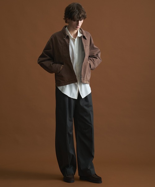 PUBLIC TOKYO（パブリックトウキョウ）の「PUBLIC DENIM BLOUSON/デニムジップブルゾン 　/日本製/岡山デニム/ブリーチ/オーバーダイ/セットアップ（ブルゾン・メンズ・ピンクベージュ/ダークブラウン・1/2）」の5枚目の写真