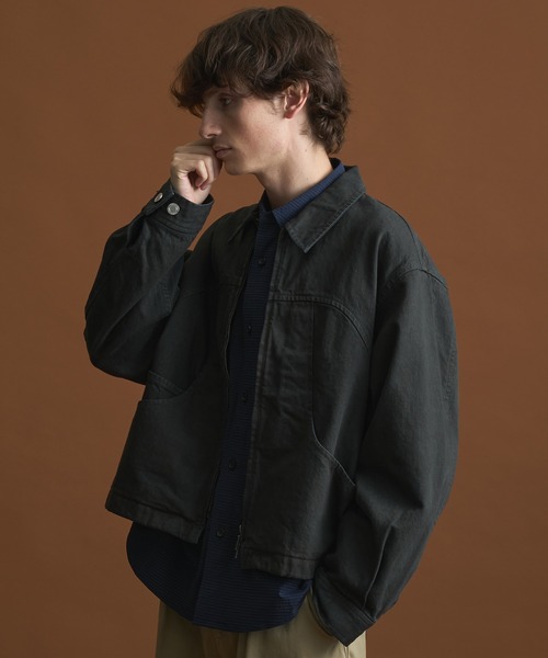 PUBLIC TOKYO（パブリックトウキョウ）の「PUBLIC DENIM BLOUSON/デニムジップブルゾン 　/日本製/岡山デニム/ブリーチ/オーバーダイ/セットアップ（ブルゾン・メンズ・ピンクベージュ/ダークブラウン・1/2）」の16枚目の写真