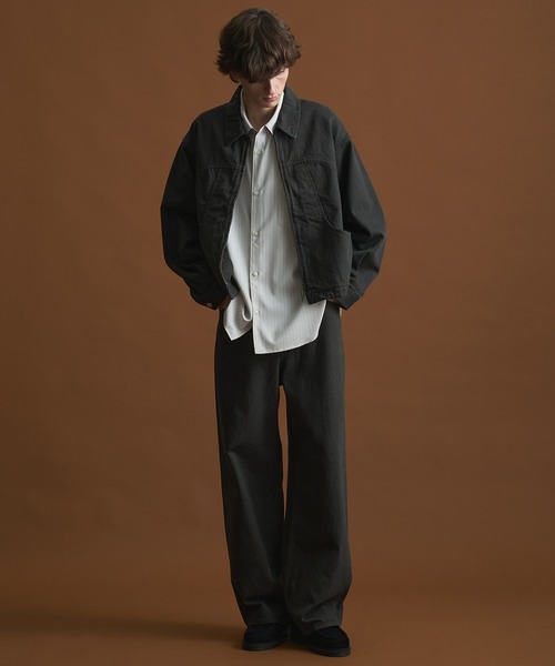 PUBLIC TOKYO（パブリックトウキョウ）の「PUBLIC DENIM BLOUSON/デニムジップブルゾン 　/日本製/岡山デニム/ブリーチ/オーバーダイ/セットアップ（ブルゾン・メンズ・ピンクベージュ/ダークブラウン・1/2）」の11枚目の写真