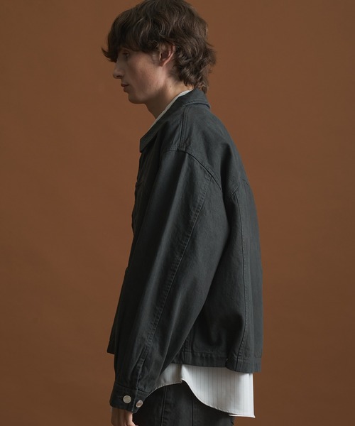 PUBLIC TOKYO（パブリックトウキョウ）の「PUBLIC DENIM BLOUSON/デニムジップブルゾン 　/日本製/岡山デニム/ブリーチ/オーバーダイ/セットアップ（ブルゾン・メンズ・ピンクベージュ/ダークブラウン・1/2）」の9枚目の写真