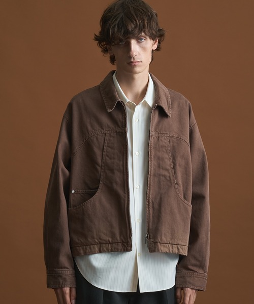 PUBLIC TOKYO（パブリックトウキョウ）の「PUBLIC DENIM BLOUSON/デニムジップブルゾン 　/日本製/岡山デニム/ブリーチ/オーバーダイ/セットアップ（ブルゾン・メンズ・ピンクベージュ/ダークブラウン・1/2）」の22枚目の写真