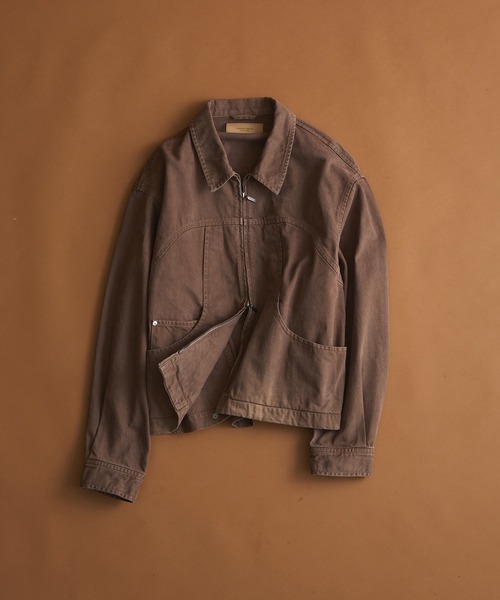 PUBLIC TOKYO（パブリックトウキョウ）の「PUBLIC DENIM BLOUSON/デニムジップブルゾン 　/日本製/岡山デニム/ブリーチ/オーバーダイ/セットアップ（ブルゾン・メンズ・ピンクベージュ/ダークブラウン・1/2）」の18枚目の写真