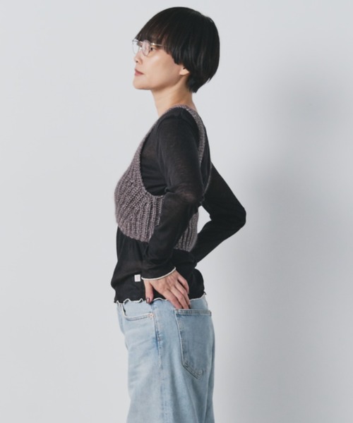 bita.(ビタ)の「Kid Mohair/Silk混 ざっくり編みビスチェ(ニット/セーター・レディース・チャコールグレー/レッド・FREE)」の15枚目の写真