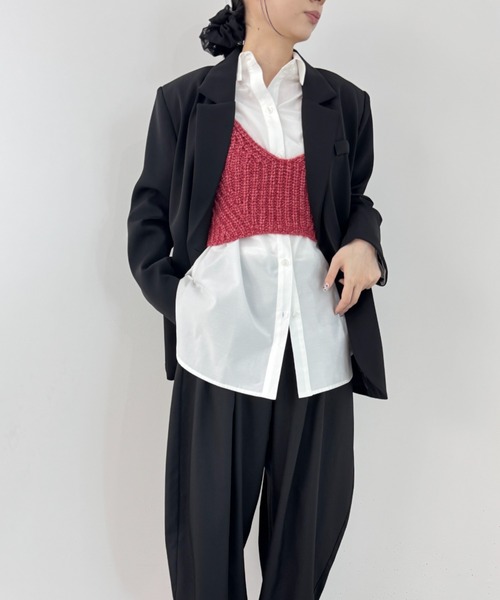 bita.(ビタ)の「Kid Mohair/Silk混 ざっくり編みビスチェ(ニット/セーター・レディース・チャコールグレー/レッド・FREE)」の12枚目の写真