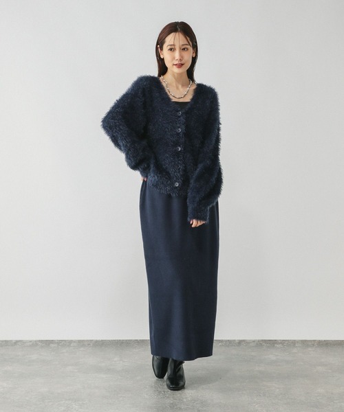 GLOBAL WORK（グローバルワーク）の「シャギーカーディガン＊スカートSET/579504（ワンピース・レディース・ネイビー/ブラウン系その他6/グレー・LARGE/MEDIUM）」の3枚目の写真