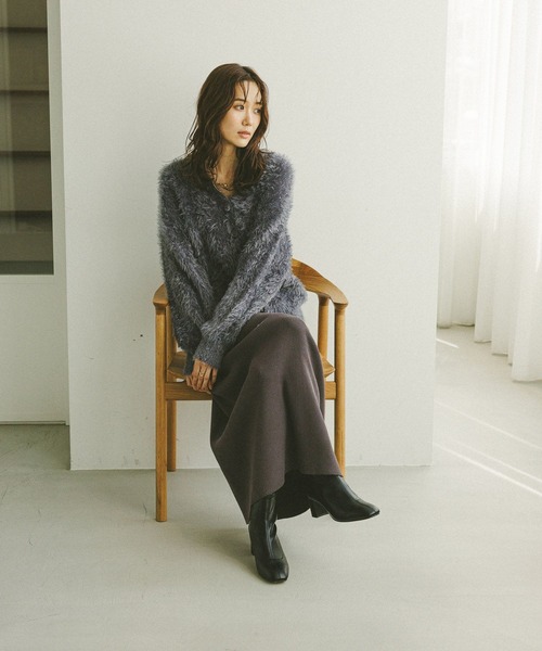 GLOBAL WORK（グローバルワーク）の「シャギーカーディガン＊スカートSET/579504（ワンピース・レディース・ネイビー/ブラウン系その他6/グレー・LARGE/MEDIUM）」の6枚目の写真