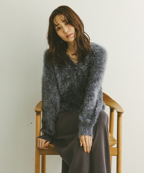 GLOBAL WORK（グローバルワーク）の「シャギーカーディガン＊スカートSET/579504（ワンピース・レディース・ネイビー/ブラウン系その他6/グレー・LARGE/MEDIUM）」の9枚目の写真