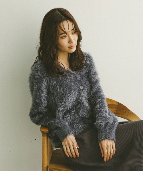 GLOBAL WORK（グローバルワーク）の「シャギーカーディガン＊スカートSET/579504（ワンピース・レディース・ネイビー/ブラウン系その他6/グレー・LARGE/MEDIUM）」の10枚目の写真