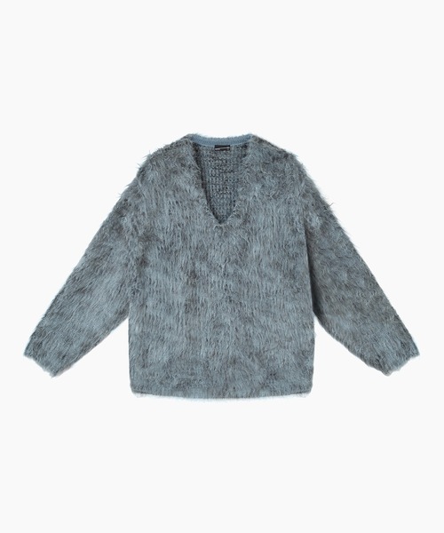 LAD MUSICIAN(ラッドミュージシャン)の「MIX SHAGGY V-NECK PULLOVER(ニット/セーター・メンズ・ブルーグレー/グレー/レッド・FREE)」の2枚目の写真
