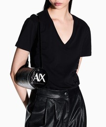 【A|X アルマーニ エクスチェンジ】AXロゴ 円筒形 ショルダーバッグ