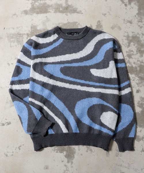 Revo.（レボ）の「マーブルカラー ジャガード モヘアタッチ 起毛 ルーズニット プルオーバー（ニット/セーター・メンズ・ブルー/イエロー/ブラック・L/M）」の3枚目の写真