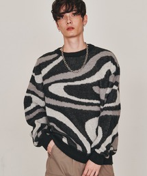 Revo. | マーブルカラー ジャガード モヘアタッチ 起毛 ルーズニット プルオーバー(ニット/セーター)