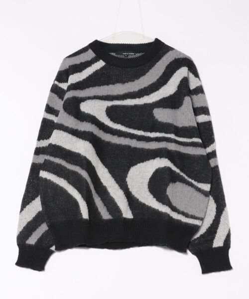 Revo.（レボ）の「マーブルカラー ジャガード モヘアタッチ 起毛 ルーズニット プルオーバー（ニット/セーター・メンズ・ブルー/イエロー/ブラック・L/M）」の5枚目の写真