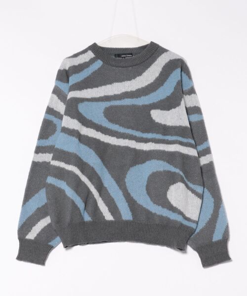 Revo.（レボ）の「マーブルカラー ジャガード モヘアタッチ 起毛 ルーズニット プルオーバー（ニット/セーター・メンズ・ブルー/イエロー/ブラック・L/M）」の6枚目の写真