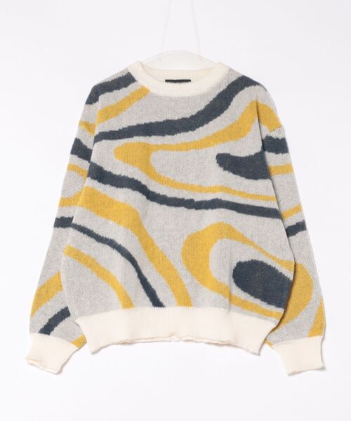 Revo.（レボ）の「マーブルカラー ジャガード モヘアタッチ 起毛 ルーズニット プルオーバー（ニット/セーター・メンズ・ブルー/イエロー/ブラック・L/M）」の7枚目の写真