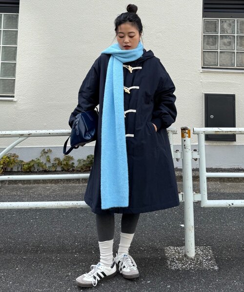 極美品✨ドゥロワー 近年モデル ダッフルコート ヘリンボーン ロング ネイビー WILLOW（ウィロー）の「【willow】中綿ダッフルロングコート（ダッフル