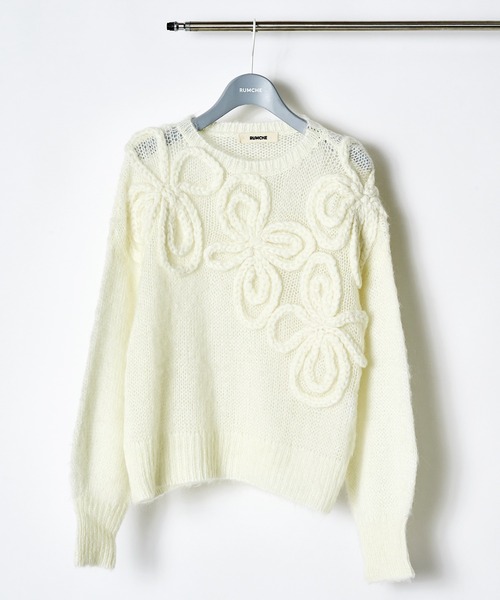 Chain Flower Knit Tops / チェーンフラワーニットトップス
