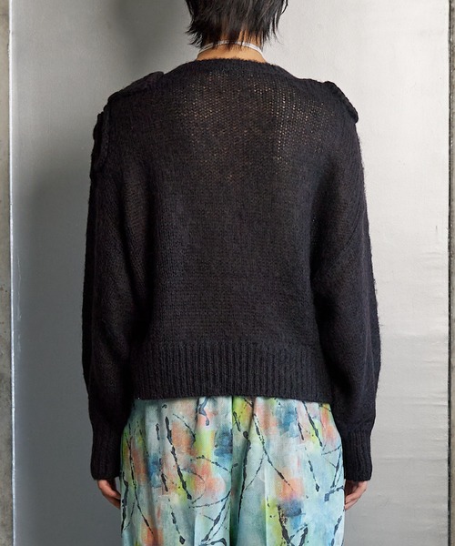 RUMCHE(ラムシェ)の「Chain Flower Knit Tops / チェーンフラワーニットトップス(ニット/セーター・レディース・ブラック/グレー/ホワイト・FREE)」の9枚目の写真