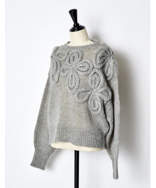 RUMCHE(ラムシェ)の「Chain Flower Knit Tops / チェーンフラワーニットトップス(ニット/セーター・レディース・ブラック/グレー/ホワイト・FREE)」の15枚目の写真