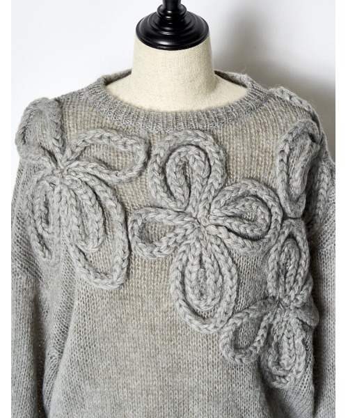RUMCHE(ラムシェ)の「Chain Flower Knit Tops / チェーンフラワーニットトップス(ニット/セーター・レディース・ブラック/グレー/ホワイト・FREE)」の17枚目の写真