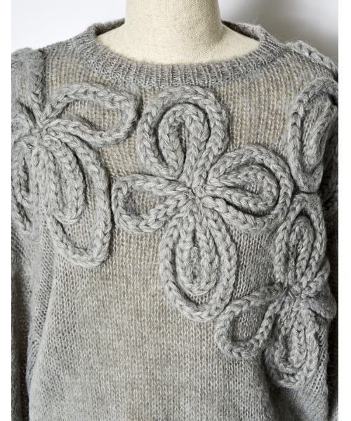 RUMCHE(ラムシェ)の「Chain Flower Knit Tops / チェーンフラワーニットトップス(ニット/セーター・レディース・ブラック/グレー/ホワイト・FREE)」の18枚目の写真