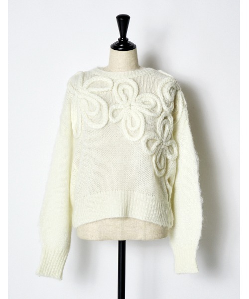 RUMCHE(ラムシェ)の「Chain Flower Knit Tops / チェーンフラワーニットトップス(ニット/セーター・レディース・ブラック/グレー/ホワイト・FREE)」の22枚目の写真