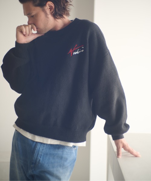 ADAMPATEK/archive shaggy crest crewneck — жакардовый вязаный свитшот (AP2521027)