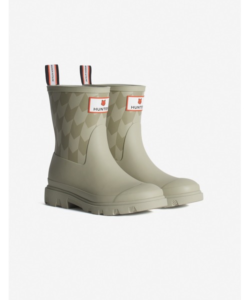 MAISON KITSUNE x HUNTER UNISEX CHEVRON DOWNPOUR SHORT BOOTS