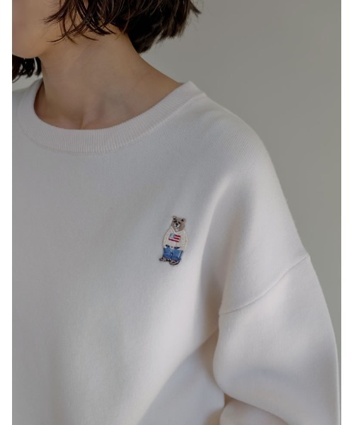 Re:EDIT(リエディ)の「ワンポイントベア刺繍スウェットライクニットプルオーバー(ニット/セーター・レディース・アイボリー/グレー・MEDIUM/LARGE)」の8枚目の写真