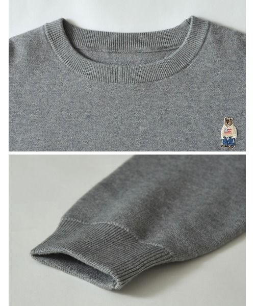 Re:EDIT(リエディ)の「ワンポイントベア刺繍スウェットライクニットプルオーバー(ニット/セーター・レディース・アイボリー/グレー・MEDIUM/LARGE)」の11枚目の写真