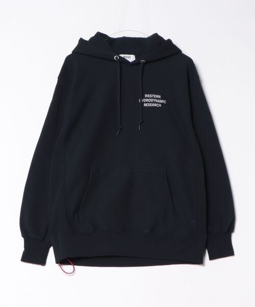 WESTERN HYDRODYNAMIC RESEARCH(ウェスタンハイドロダイナミックリサーチ)の「【Western Hydrodynamic Research/ウェスタン ハイドロダイナミック リサーチ】WORKER HOODIE JP プルオーバーパーカー バックプリント ワンポイント ブランドロゴ 刺繍(パーカー・メンズ・ブラック/ネイビー・MEDIUM/LARGE/X-LARGE)」の6枚目の写真