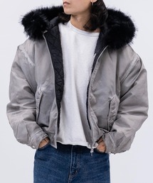 JOHN'S CLOSET | 【13】ヘビーツイル ヴィンテージ加工 フードファー ボンバージャケット(ブルゾン)