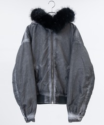 JOHN'S CLOSET（ジョンズクローゼット）の「【13】ヘビーツイル ヴィンテージ加工 フードファー ボンバージャケット（ブルゾン・メンズ）」