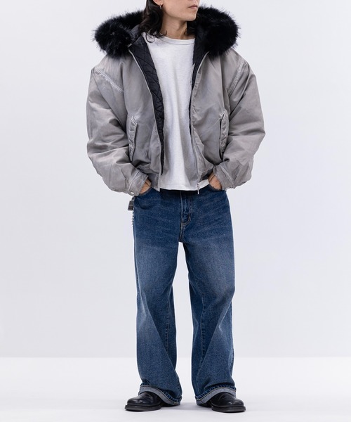 JOHN'S CLOSET（ジョンズクローゼット）の「【13】ヘビーツイル ヴィンテージ加工 フードファー ボンバージャケット（ブルゾン・メンズ・グレー/ブラック/カーキ・MEDIUM/LARGE）」の13枚目の写真