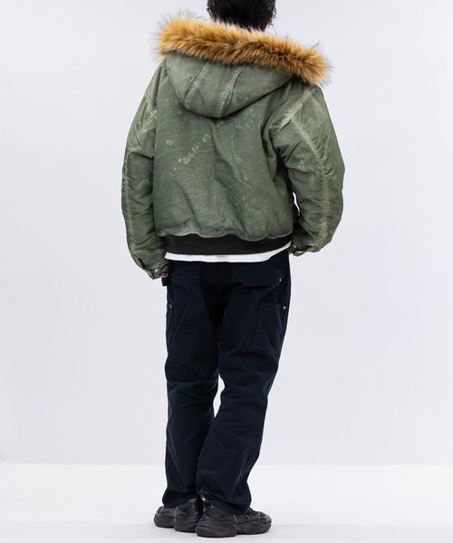 JOHN'S CLOSET（ジョンズクローゼット）の「【13】ヘビーツイル ヴィンテージ加工 フードファー ボンバージャケット（ブルゾン・メンズ・グレー/ブラック/カーキ・MEDIUM/LARGE）」の21枚目の写真