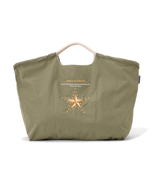 Ball&Chain（ボールアンドチェーン）の「Ball&Chain(ボールアンドチェーン) The first star/Lサイズ（エコバッグ/サブバッグ・レディース・ブラック/アイボリー/グレー・F）」の4枚目の写真