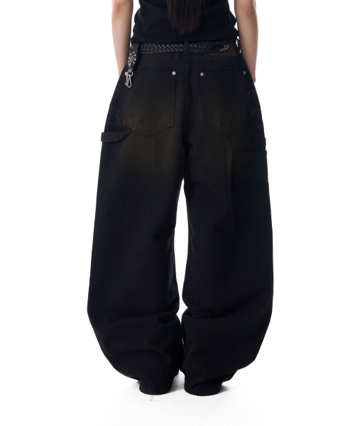 AAKAM(アーカム)の「Dirty Washed Double Knee Cotton Pants (Black)(その他パンツ・レディース・その他・1/2)」の2枚目の写真