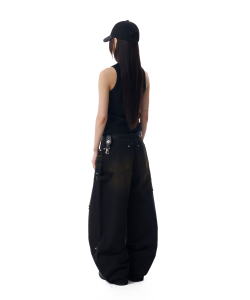 AAKAM(アーカム)の「Dirty Washed Double Knee Cotton Pants (Black)(その他パンツ・レディース・その他・1/2)」の8枚目の写真