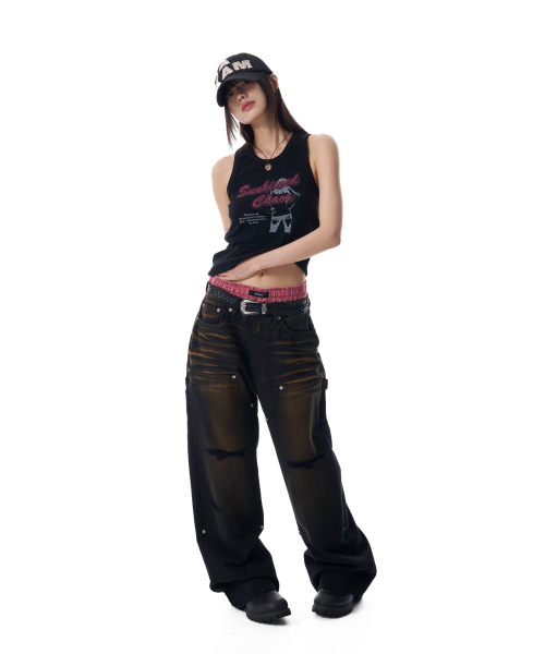 AAKAM(アーカム)の「Dirty Washed Double Knee Cotton Pants (Black)(その他パンツ・レディース・その他・1/2)」の9枚目の写真